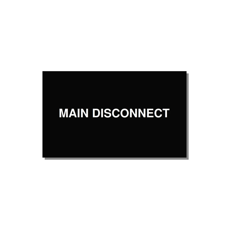 5.0x3.0" Disconnect Switch Label - MAIN DISCONNECT — 5x3" White on Black, Adhesive