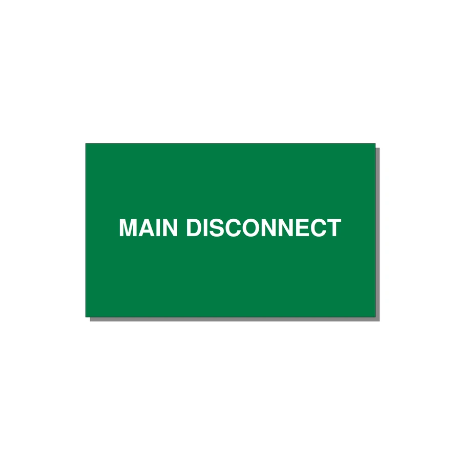 5.0x3.0" Disconnect Switch Label - MAIN DISCONNECT — 5x3" White on Green, Adhesive