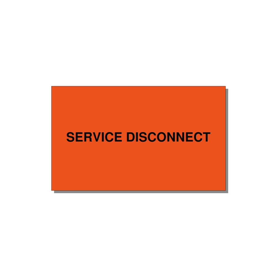 5.0x3.0" Disconnect Switch Label - SERVICE DISCONNECT — 5x3" Black on Orange, Adhesive
