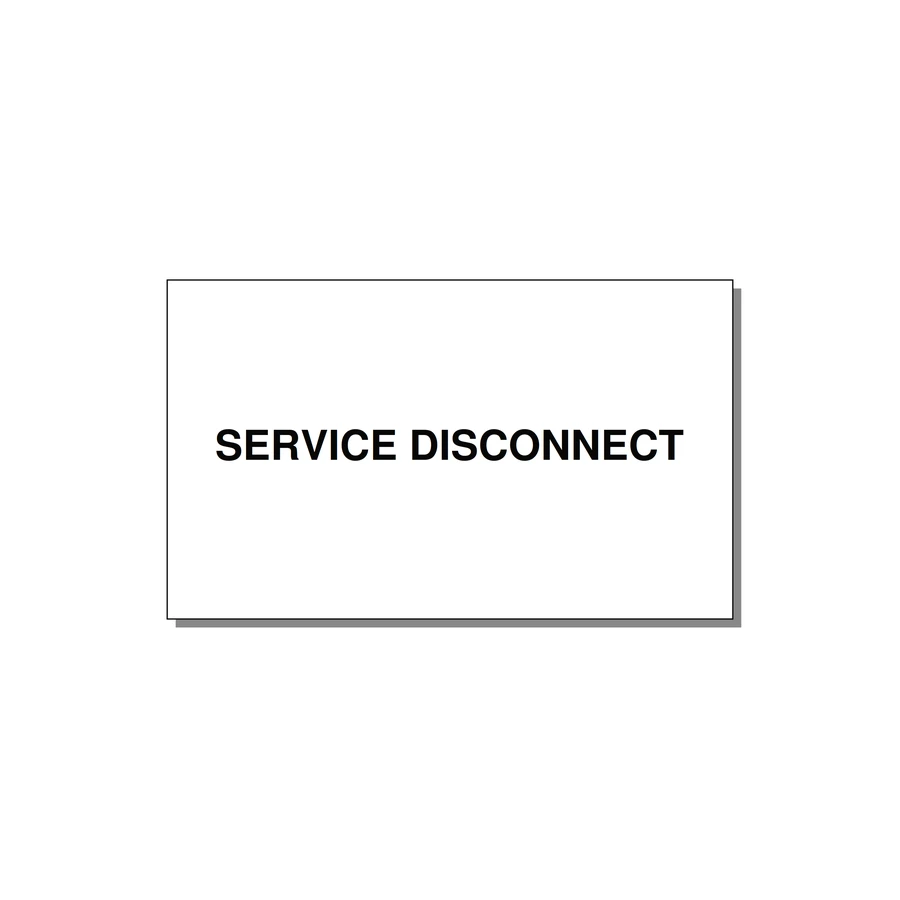 5.0x3.0" Disconnect Switch Label - SERVICE DISCONNECT — 5x3" Black on White, Adhesive