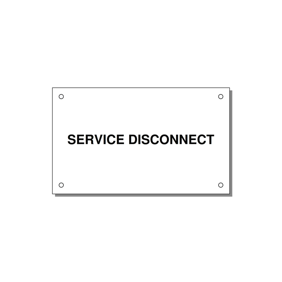 5.0x3.0" Disconnect Switch Label - SERVICE DISCONNECT — 5x3" Black on White, Holes