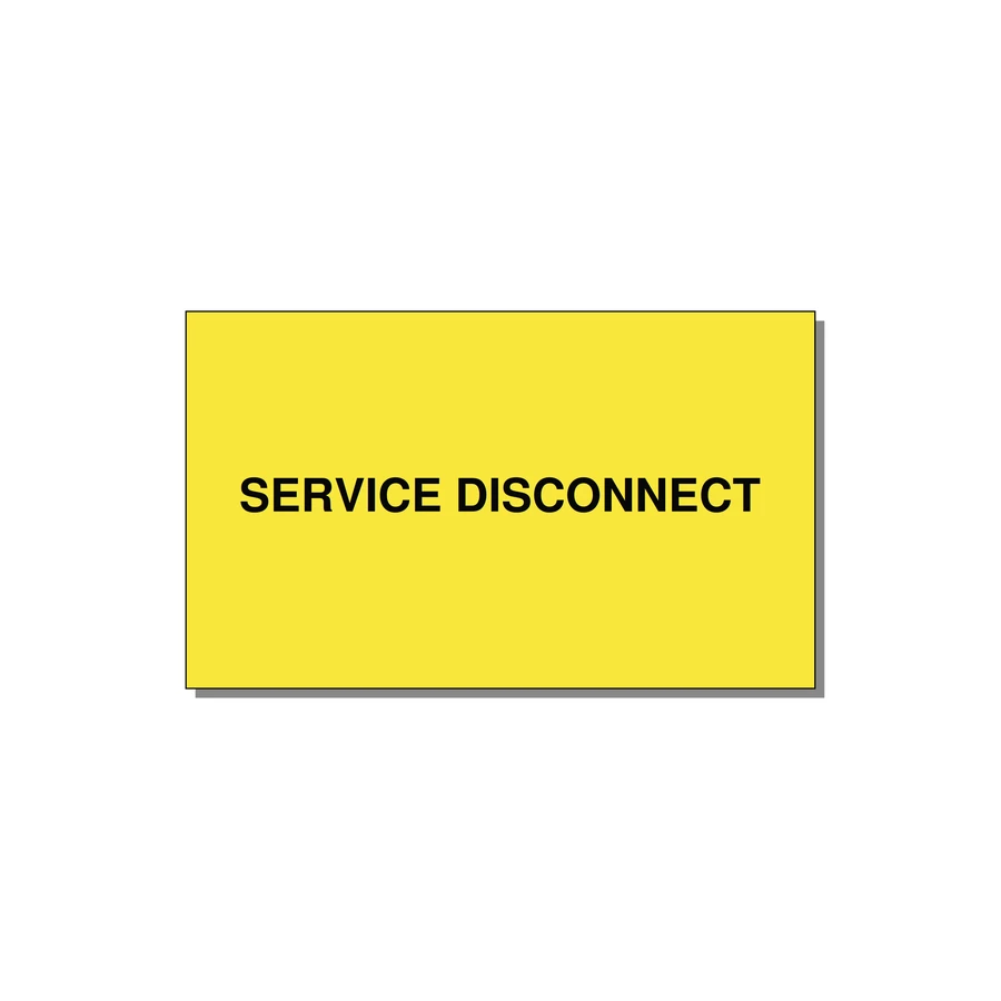 5.0x3.0" Disconnect Switch Label - SERVICE DISCONNECT — 5x3" Black on Yellow, Adhesive