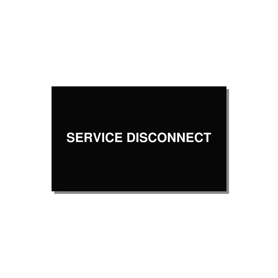 5.0x3.0" Disconnect Switch Label - SERVICE DISCONNECT — 5x3" White on Black, Adhesive