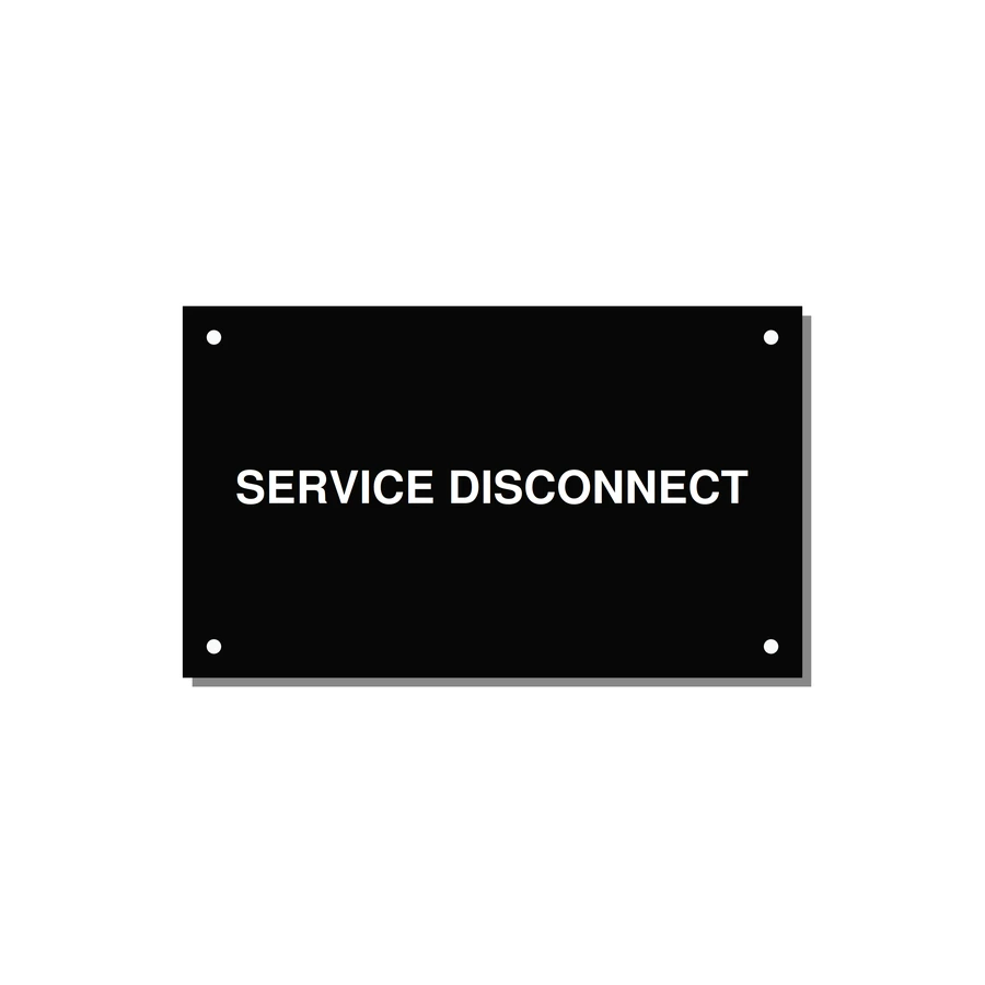 5.0x3.0" Disconnect Switch Label - SERVICE DISCONNECT — 5x3" White on Black, Holes