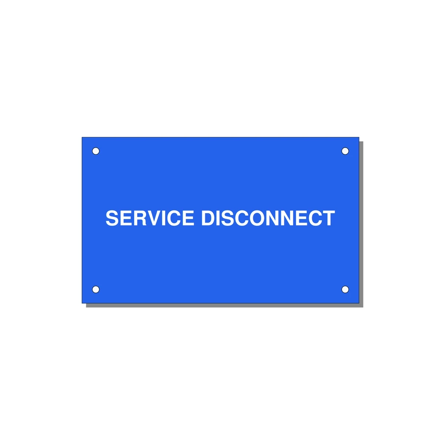5.0x3.0" Disconnect Switch Label - SERVICE DISCONNECT — 5x3" White on Blue, Holes