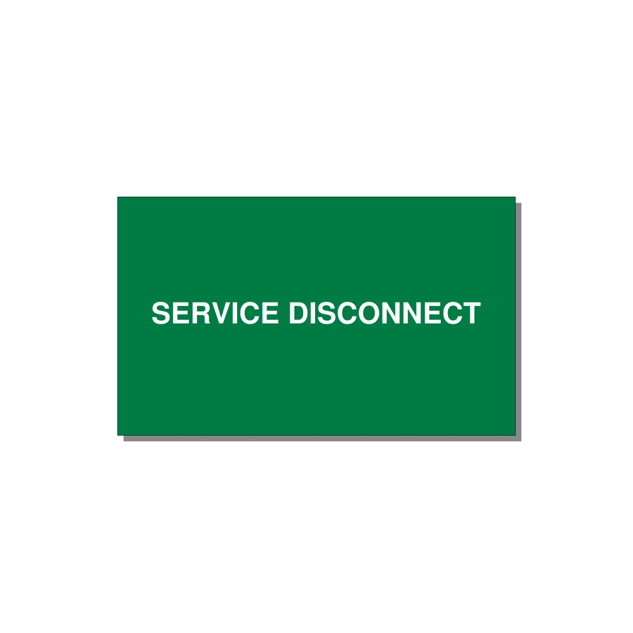 5.0x3.0" Disconnect Switch Label - SERVICE DISCONNECT — 5x3" White on Green, Adhesive