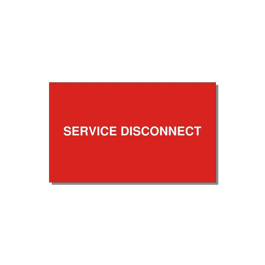 5.0x3.0" Disconnect Switch Label - SERVICE DISCONNECT — 5x3" White on Red, Adhesive