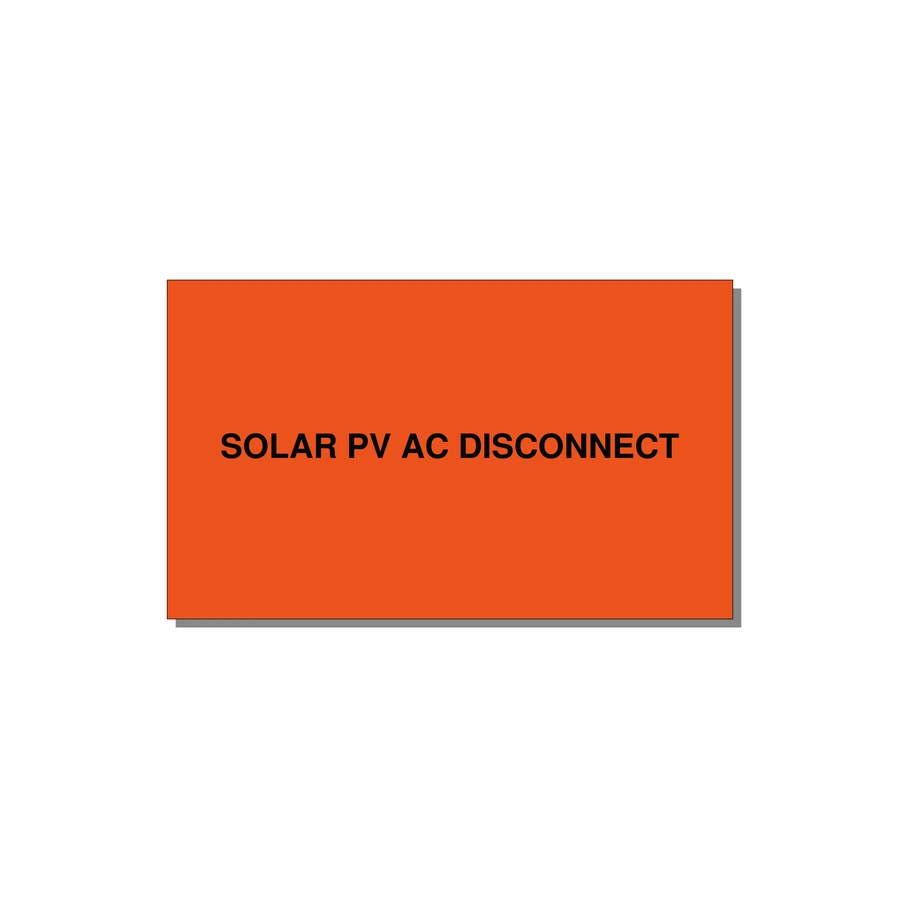 5.0x3.0" Disconnect Switch Label - SOLAR PV AC DISCONNECT — 5x3" Black on Orange, Adhesive
