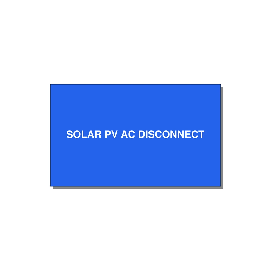 5.0x3.0" Disconnect Switch Label - SOLAR PV AC DISCONNECT — 5x3" White on Blue, Adhesive