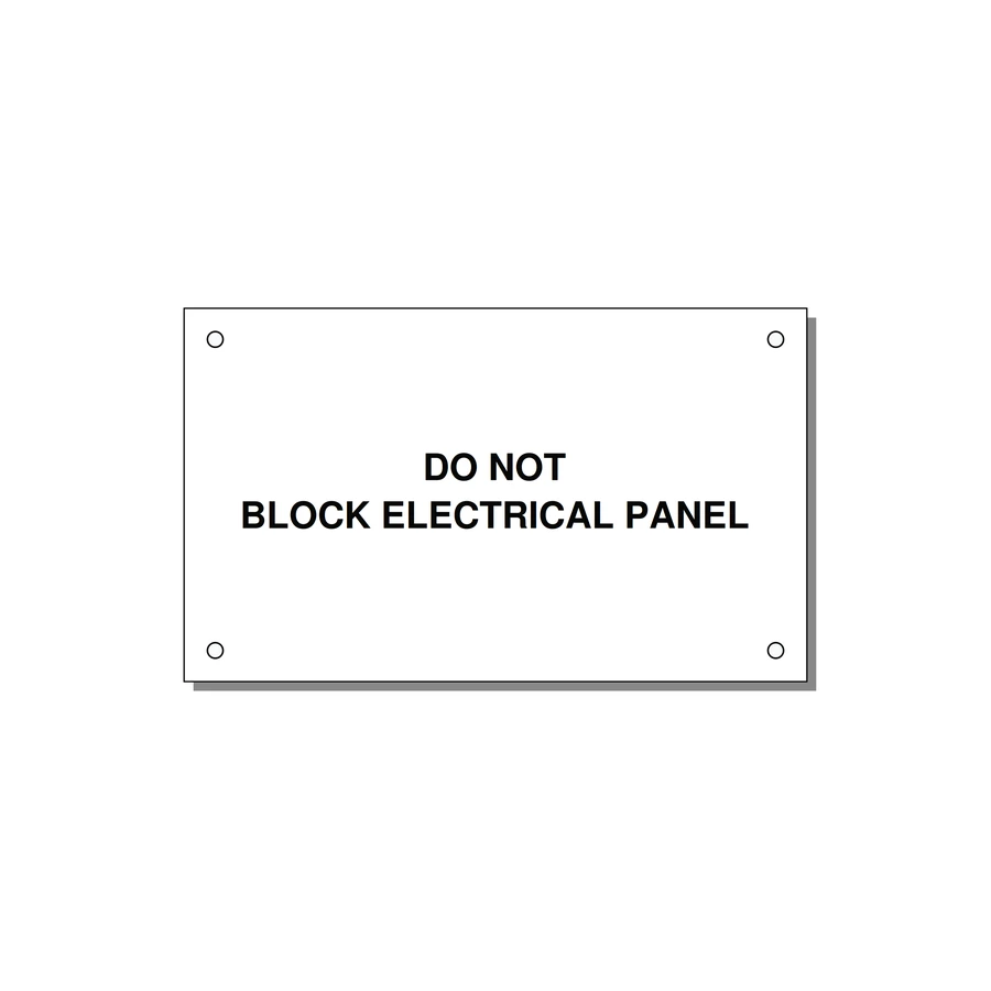 5.0x3.0" Electrical Safety Label - DO NOT BLOCK ELECTRICAL P — 5x3" Black on White, Holes