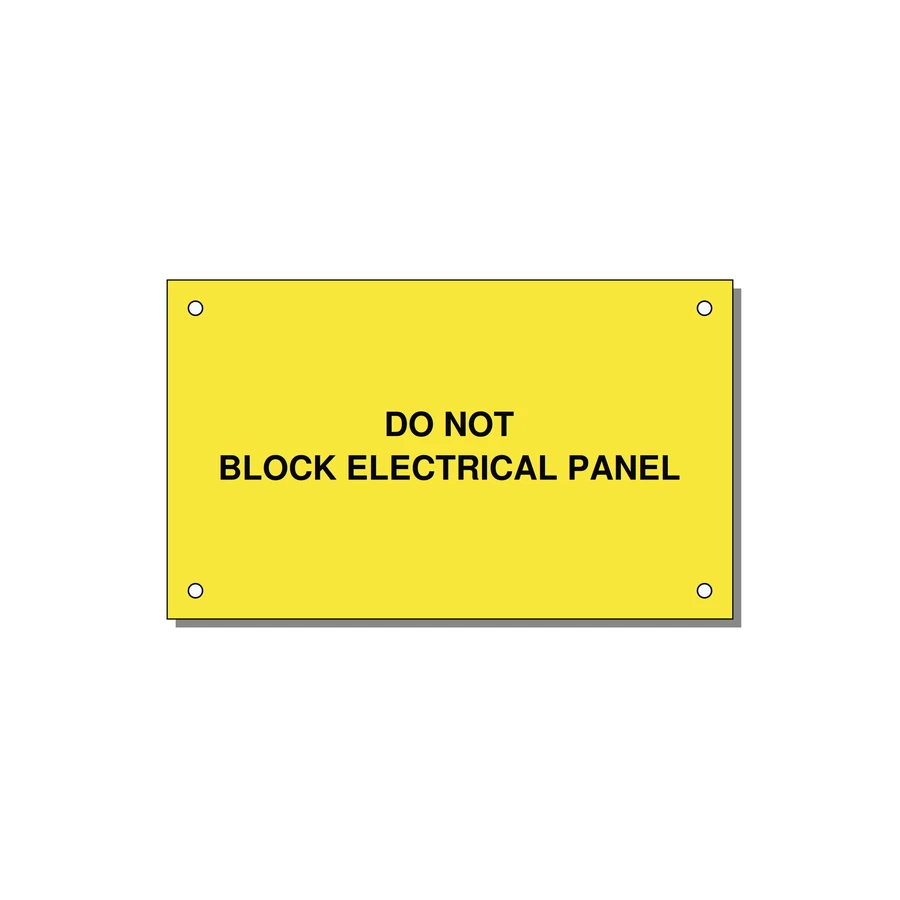 5.0x3.0" Electrical Safety Label - DO NOT BLOCK ELECTRICAL P — 5x3" Black on Yellow, Holes
