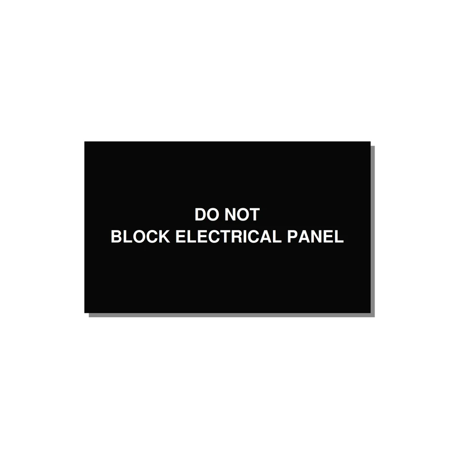 5.0x3.0" Electrical Safety Label - DO NOT BLOCK ELECTRICAL P — 5x3" White on Black, Adhesive