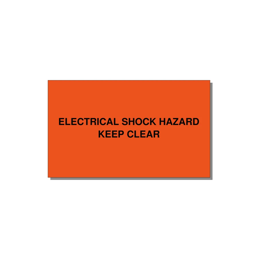 5.0x3.0" Electrical Safety Label - ELECTRICAL SHOCK HAZARD K — 5x3" Black on Orange, Adhesive