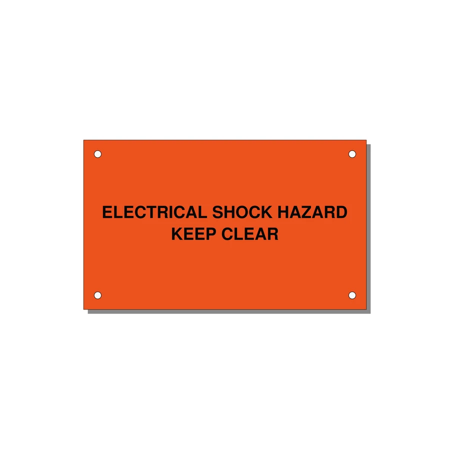5.0x3.0" Electrical Safety Label - ELECTRICAL SHOCK HAZARD K — 5x3" Black on Orange, Holes