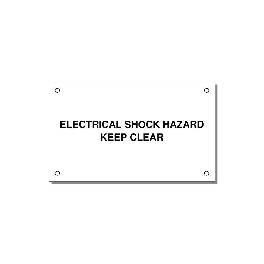 5.0x3.0" Electrical Safety Label - ELECTRICAL SHOCK HAZARD K — 5x3" Black on White, Holes