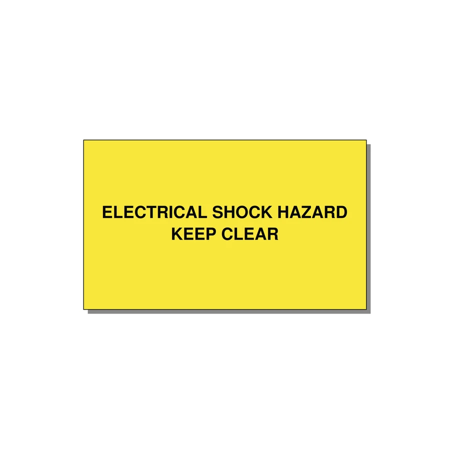 5.0x3.0" Electrical Safety Label - ELECTRICAL SHOCK HAZARD K — 5x3" Black on Yellow, Adhesive