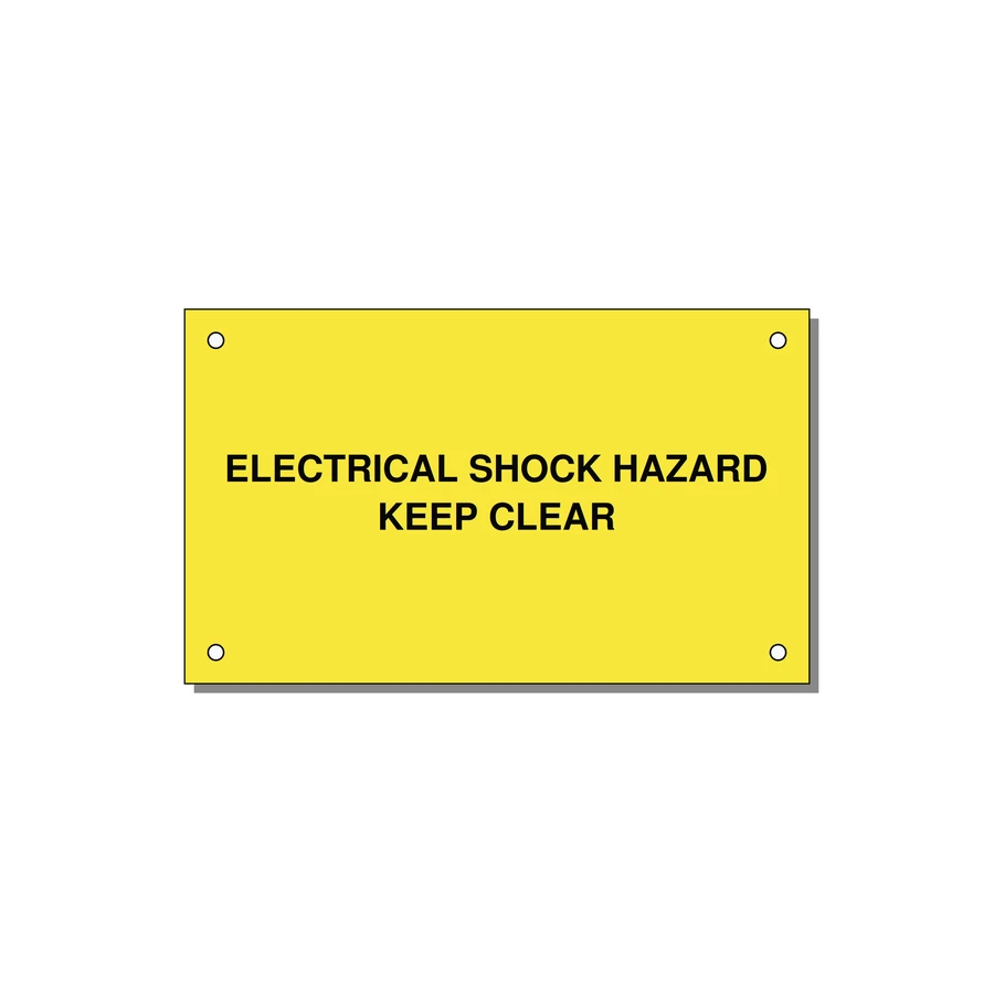 5.0x3.0" Electrical Safety Label - ELECTRICAL SHOCK HAZARD K — 5x3" Black on Yellow, Holes