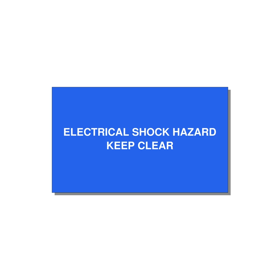 5.0x3.0" Electrical Safety Label - ELECTRICAL SHOCK HAZARD K — 5x3" White on Blue, Adhesive