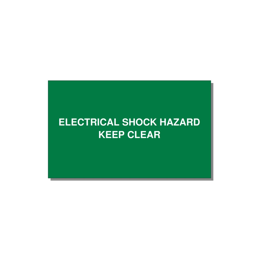 5.0x3.0" Electrical Safety Label - ELECTRICAL SHOCK HAZARD K — 5x3" White on Green, Adhesive