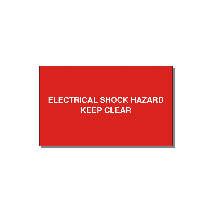 5.0x3.0" Electrical Safety Label - ELECTRICAL SHOCK HAZARD K — 5x3" White on Red, Adhesive