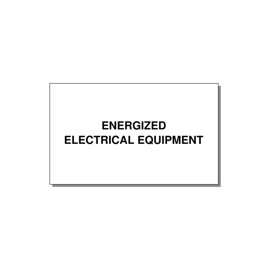 5.0x3.0" Electrical Safety Label - ENERGIZED ELECTRICAL EQUI — 5x3" Black on White, Adhesive