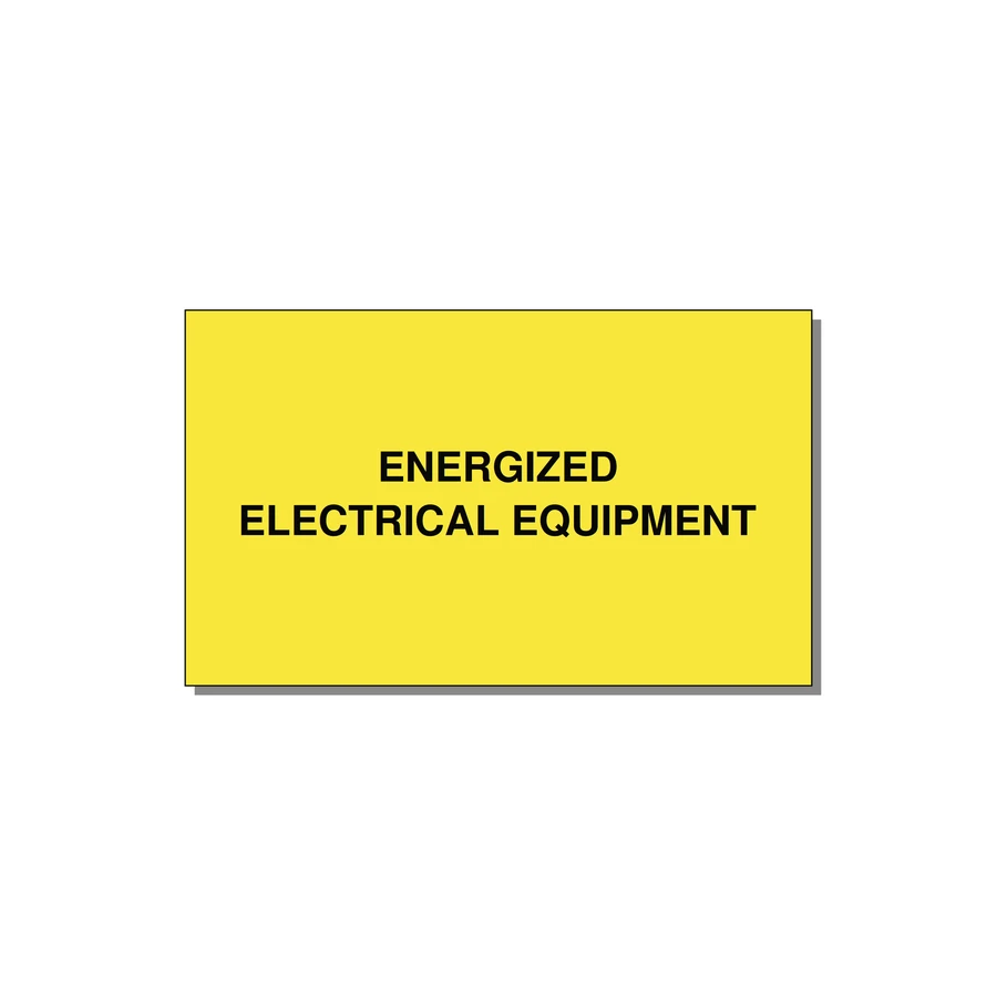 5.0x3.0" Electrical Safety Label - ENERGIZED ELECTRICAL EQUI — 5x3" Black on Yellow, Adhesive