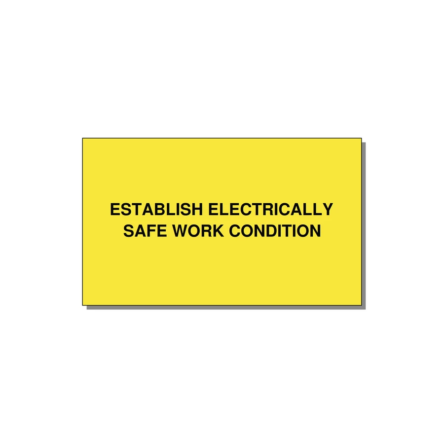 5.0x3.0" Electrical Safety Label - ESTABLISH ELECTRICALLY SA — 5x3" Black on Yellow, Adhesive