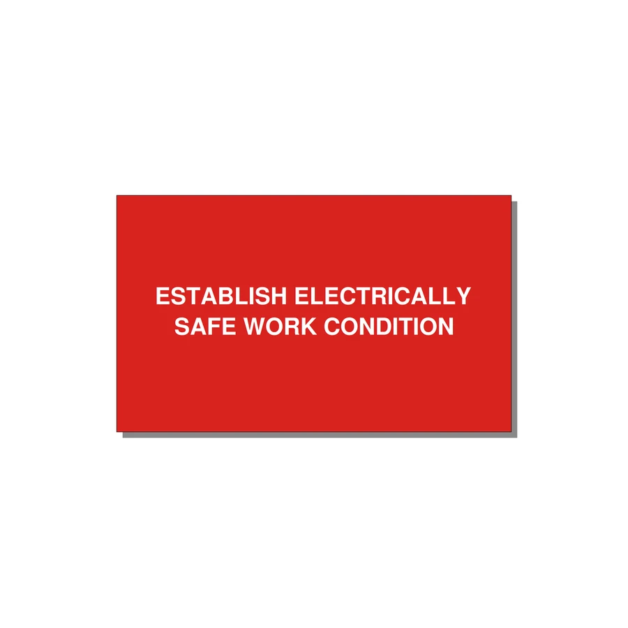 5.0x3.0" Electrical Safety Label - ESTABLISH ELECTRICALLY SA — 5x3" White on Red, Adhesive