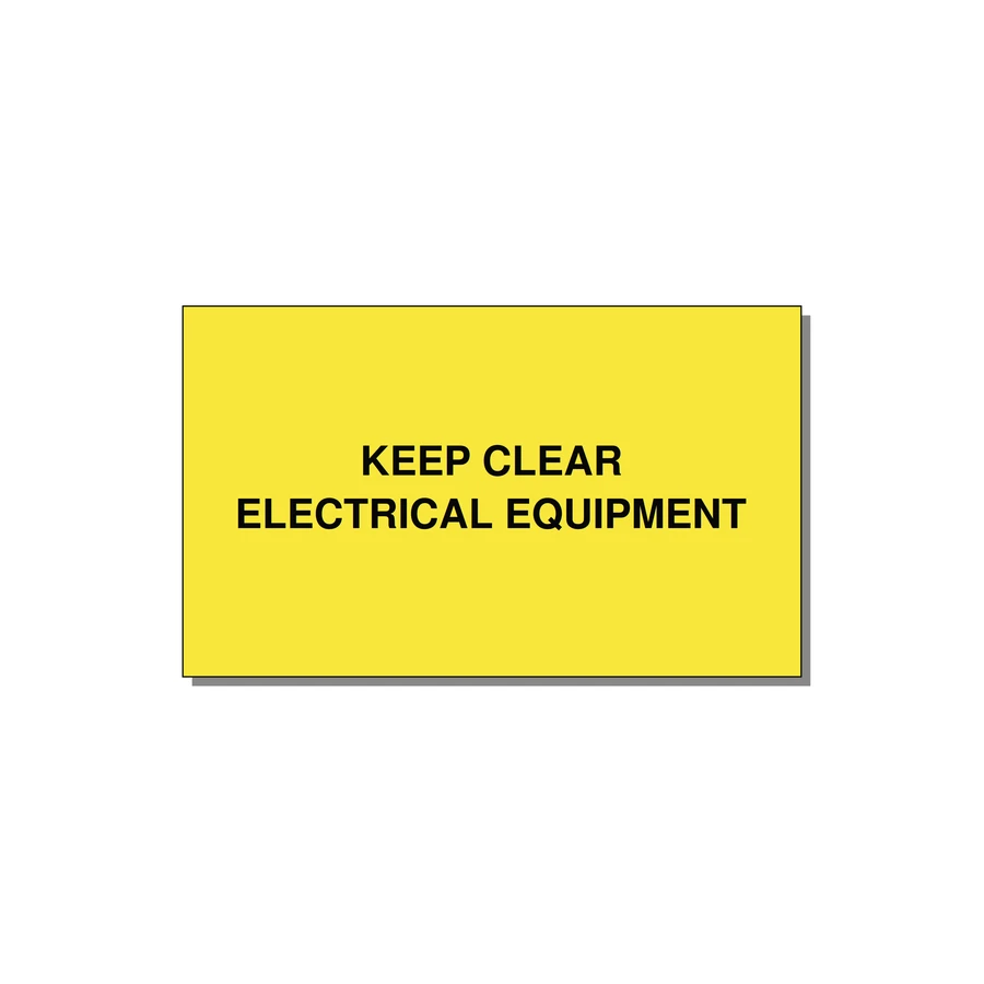 5.0x3.0" Electrical Safety Label - KEEP CLEAR ELECTRICAL EQU — 5x3" Black on Yellow, Adhesive