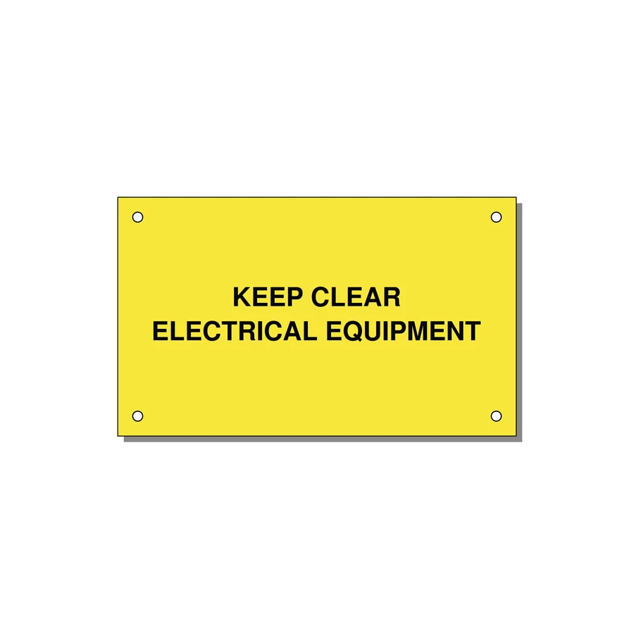 5.0x3.0" Electrical Safety Label - KEEP CLEAR ELECTRICAL EQU — 5x3" Black on Yellow, Holes