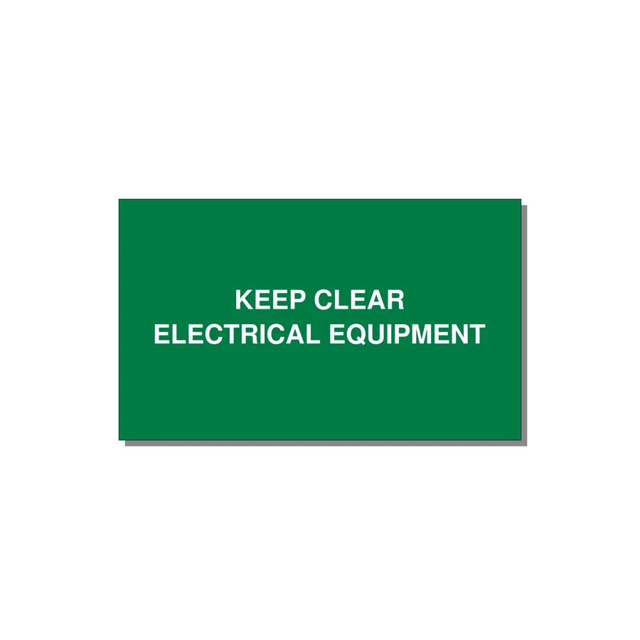 5.0x3.0" Electrical Safety Label - KEEP CLEAR ELECTRICAL EQU — 5x3" White on Green, Adhesive