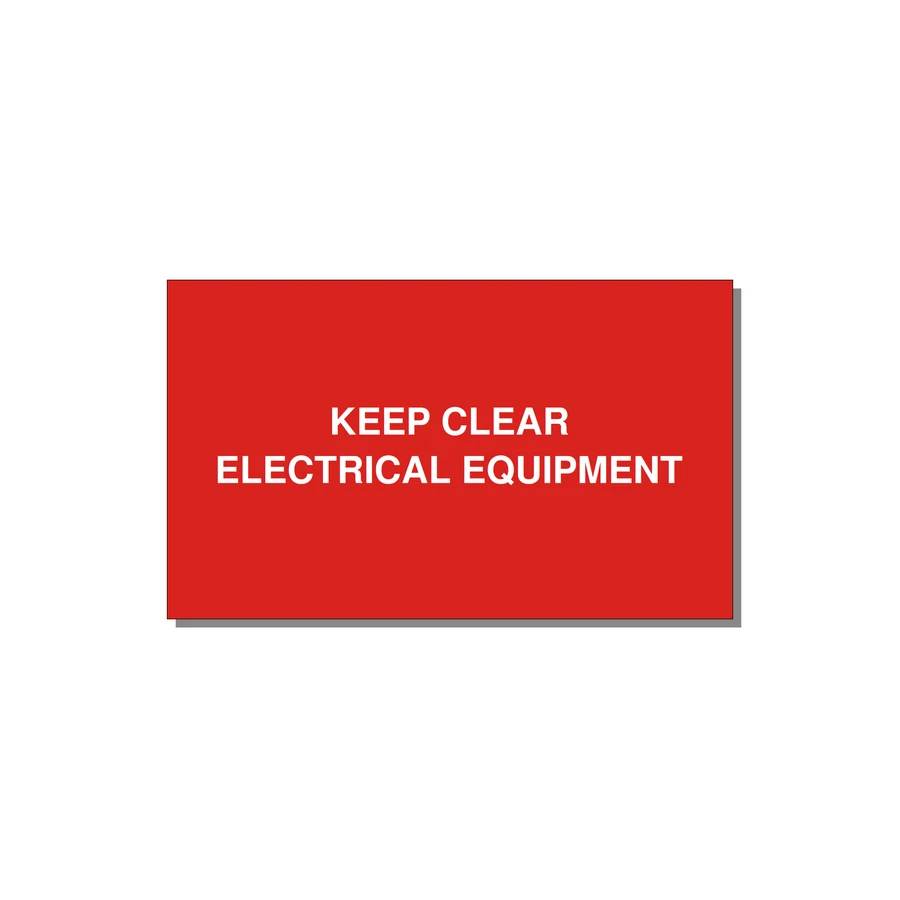 5.0x3.0" Electrical Safety Label - KEEP CLEAR ELECTRICAL EQU — 5x3" White on Red, Adhesive