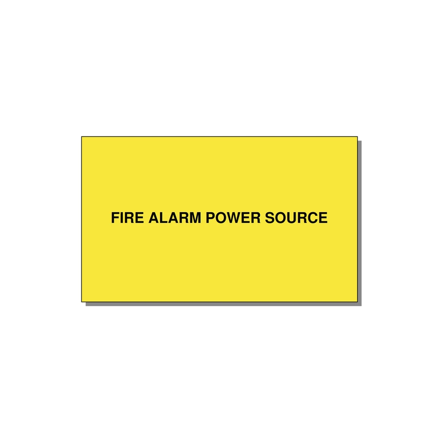 5.0x3.0" Fire Safety Label - FIRE ALARM POWER SOURCE — 5x3" Black on Yellow, Adhesive