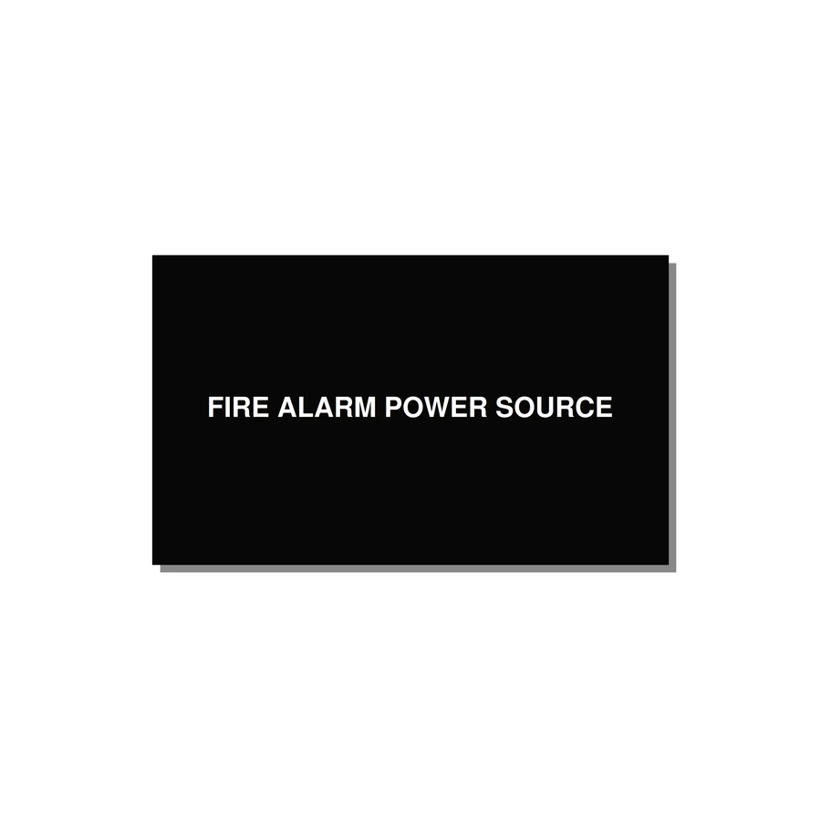 5.0x3.0" Fire Safety Label - FIRE ALARM POWER SOURCE — 5x3" White on Black, Adhesive