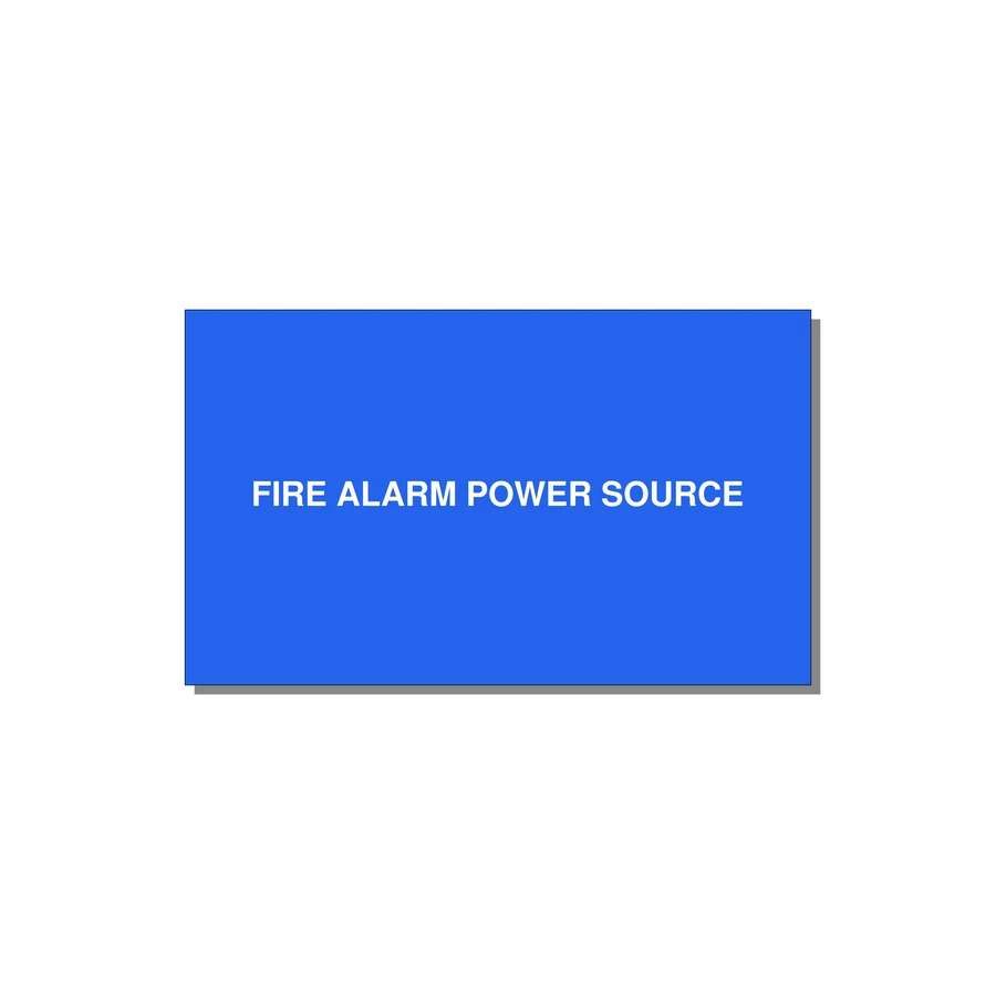 5.0x3.0" Fire Safety Label - FIRE ALARM POWER SOURCE — 5x3" White on Blue, Adhesive