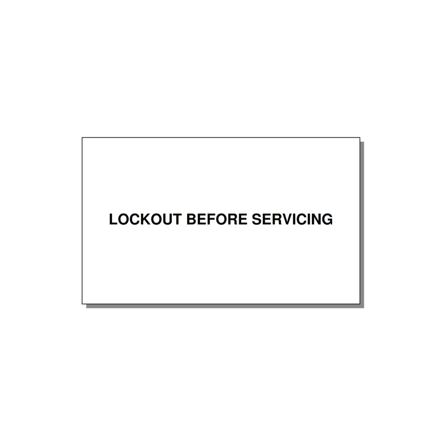 5.0x3.0" Lockout Tagout Label - LOCKOUT BEFORE SERVICING — 5x3" Black on White, Adhesive