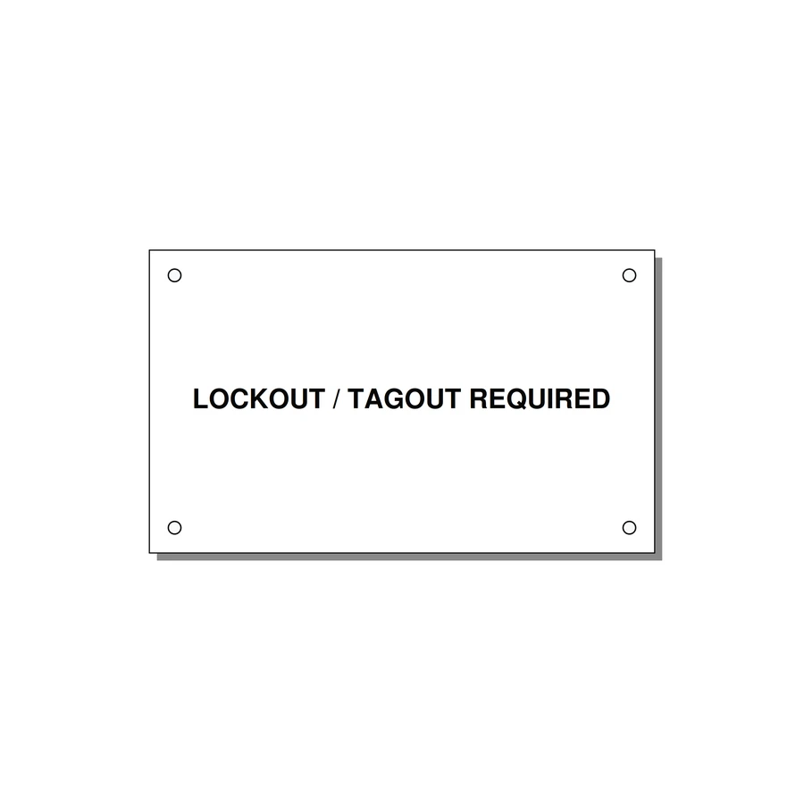 5.0x3.0" Lockout Tagout Label - LOCKOUT / TAGOUT REQUIRED — 5x3" Black on White, Holes