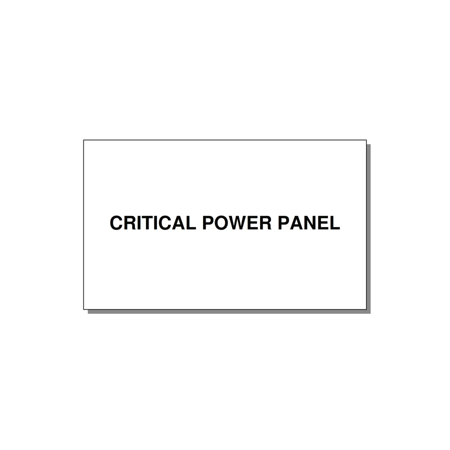 5.0x3.0" Panel Identification Label - CRITICAL POWER PANEL — 5x3" Black on White, Adhesive