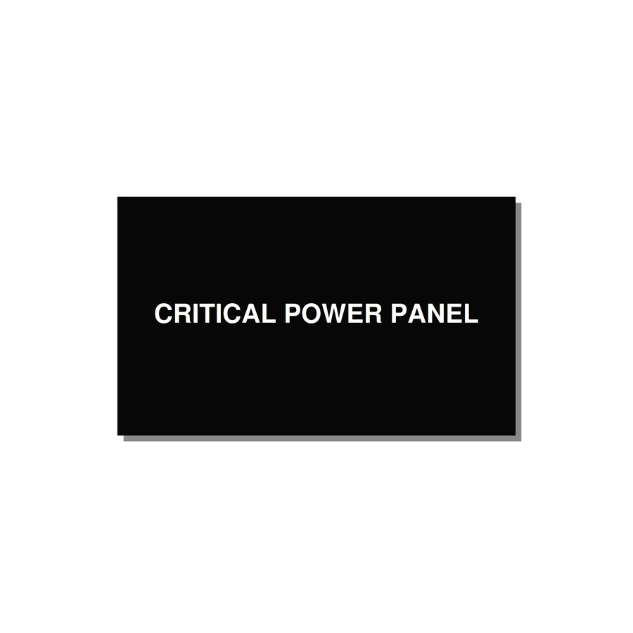 5.0x3.0" Panel Identification Label - CRITICAL POWER PANEL — 5x3" White on Black, Adhesive