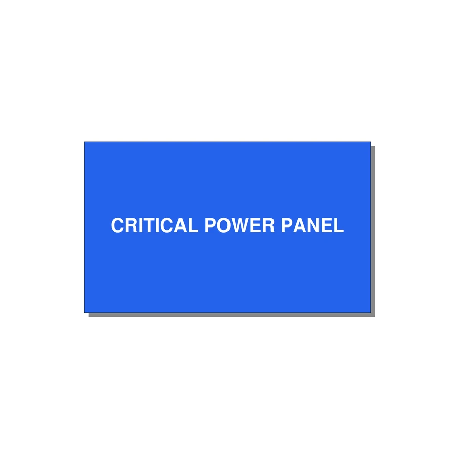 5.0x3.0" Panel Identification Label - CRITICAL POWER PANEL — 5x3" White on Blue, Adhesive