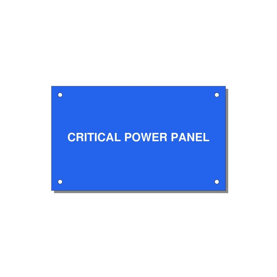 5.0x3.0" Panel Identification Label - CRITICAL POWER PANEL — 5x3" White on Blue, Holes