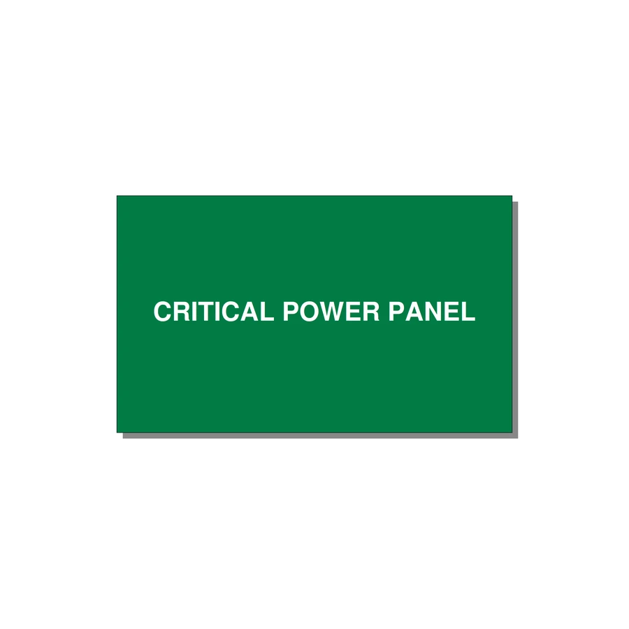 5.0x3.0" Panel Identification Label - CRITICAL POWER PANEL — 5x3" White on Green, Adhesive
