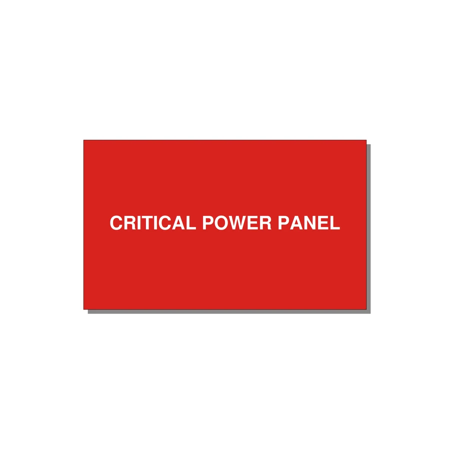 5.0x3.0" Panel Identification Label - CRITICAL POWER PANEL — 5x3" White on Red, Adhesive