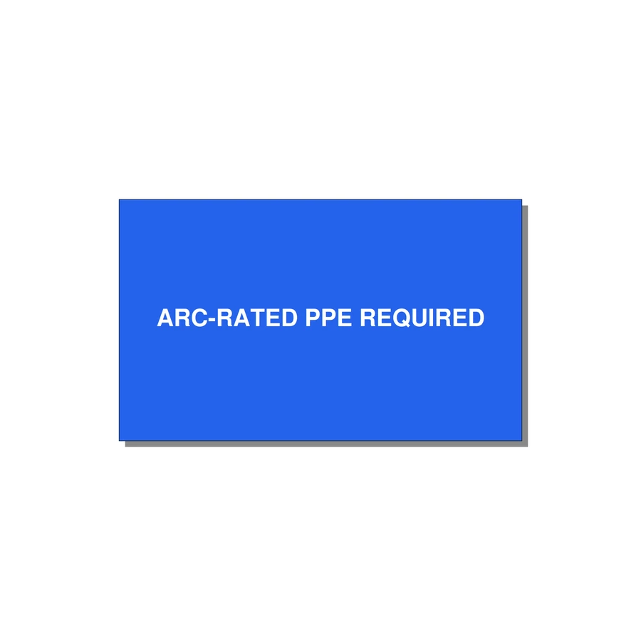 5.0x3.0" PPE Requi — 5x3" White on Blue, Adhesive