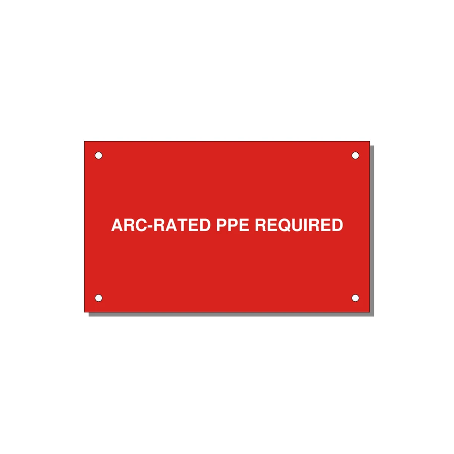 5.0x3.0" PPE Requi — 5x3" White on Red, Holes