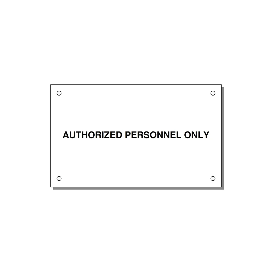 5.0x3.0" Safety Label - AUTHORIZED PERSONNEL ONLY — 5x3" Black on White, Holes