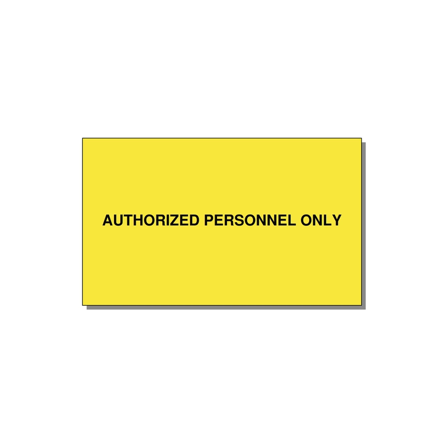 5.0x3.0" Safety Label - AUTHORIZED PERSONNEL ONLY — 5x3" Black on Yellow, Adhesive