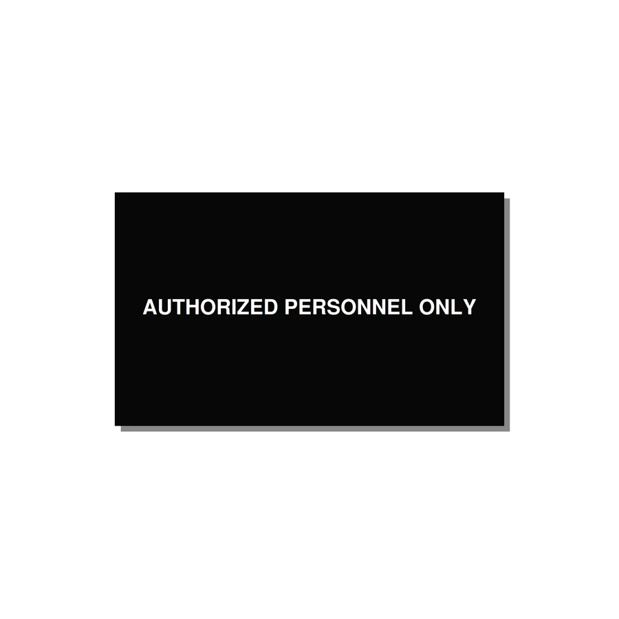 5.0x3.0" Safety Label - AUTHORIZED PERSONNEL ONLY — 5x3" White on Black, Adhesive