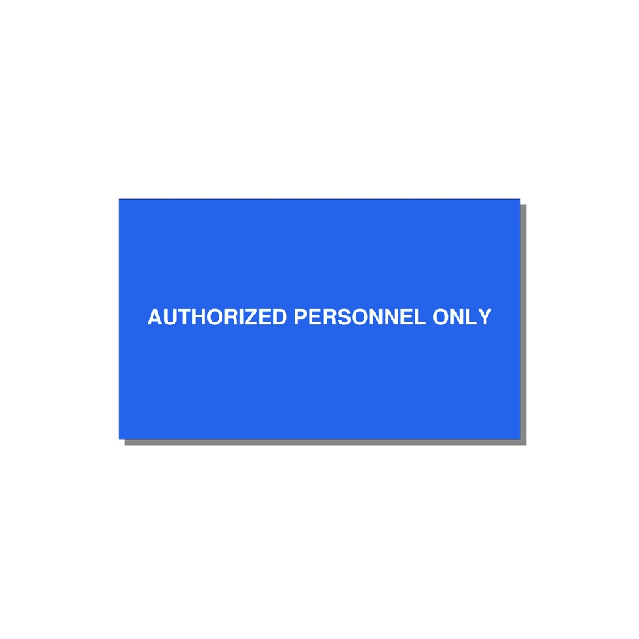 5.0x3.0" Safety Label - AUTHORIZED PERSONNEL ONLY — 5x3" White on Blue, Adhesive