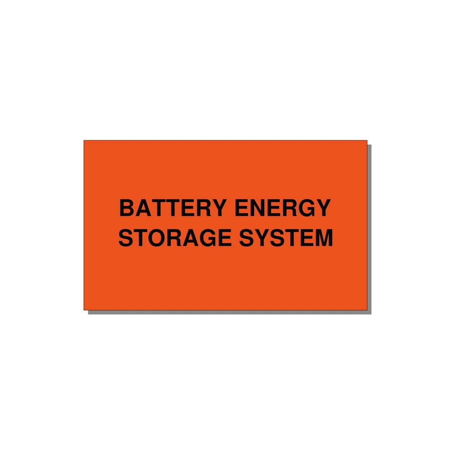 5.0x3.0" Safety Label - BATTERY ENERGY STORAGE SY — 5x3" Black on Orange, Adhesive
